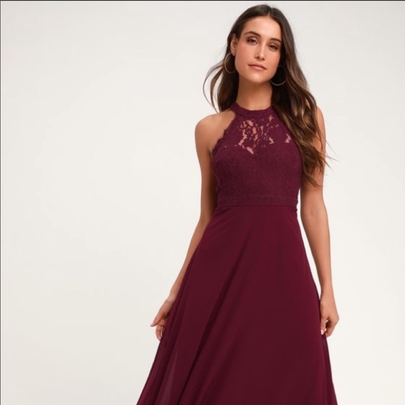 Dance All Evening Burgundy Lace Maxi Dress - Picture 2 of 5